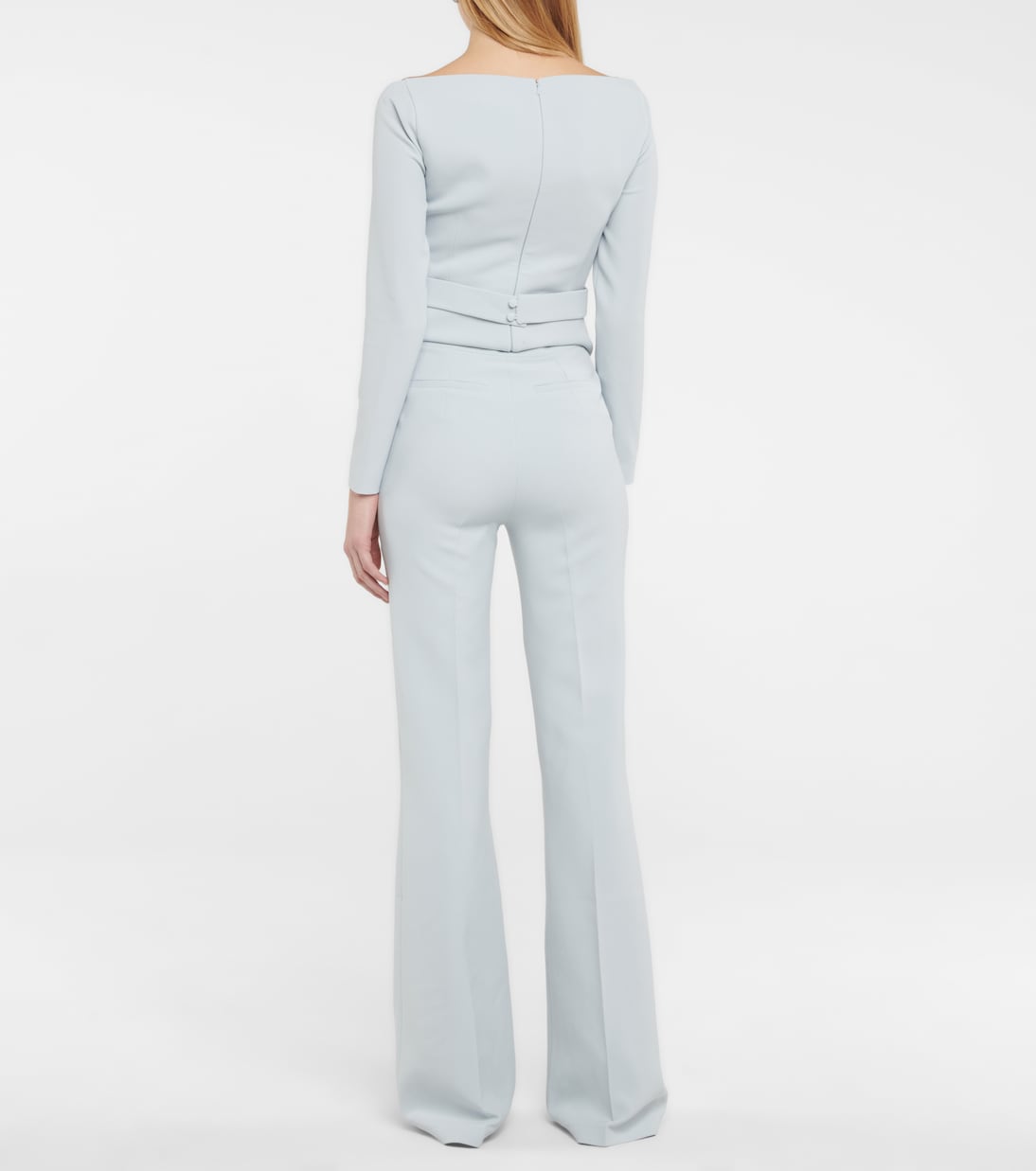 Pantalon évasé Alexa à taille haute en crêpe | Safiyaa