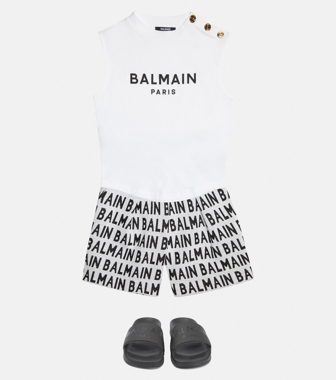 Shorts aus Baumwoll-Jacquard | Balmain Kids