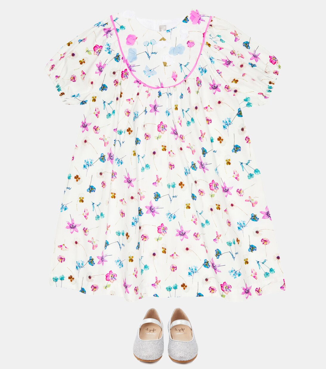 Floral cotton embroidered dress | Il Gufo