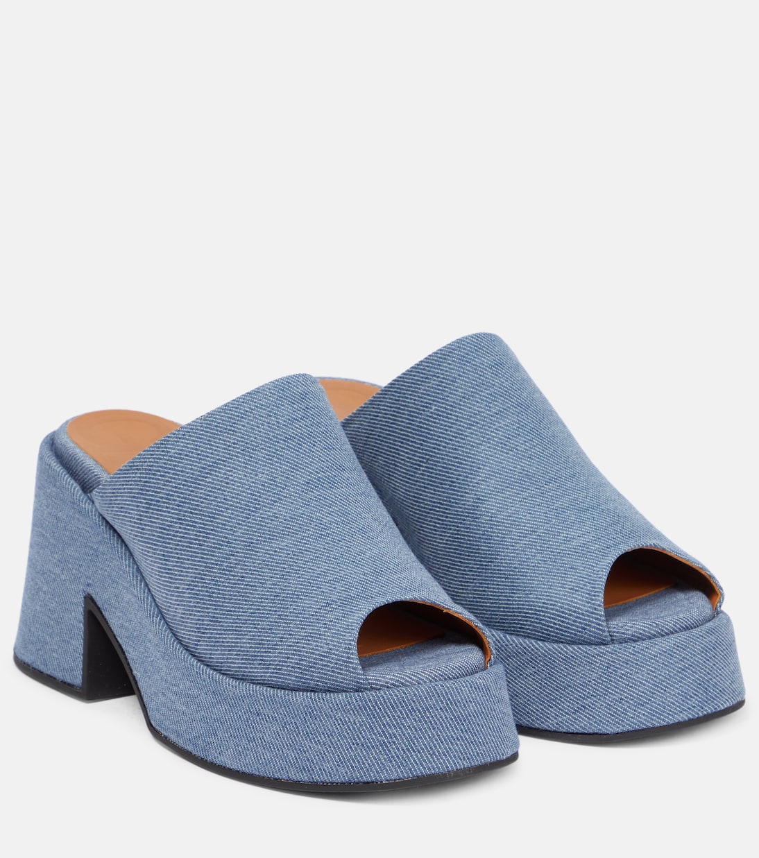Plateau-Pantoletten Holly aus Denim | Ganni