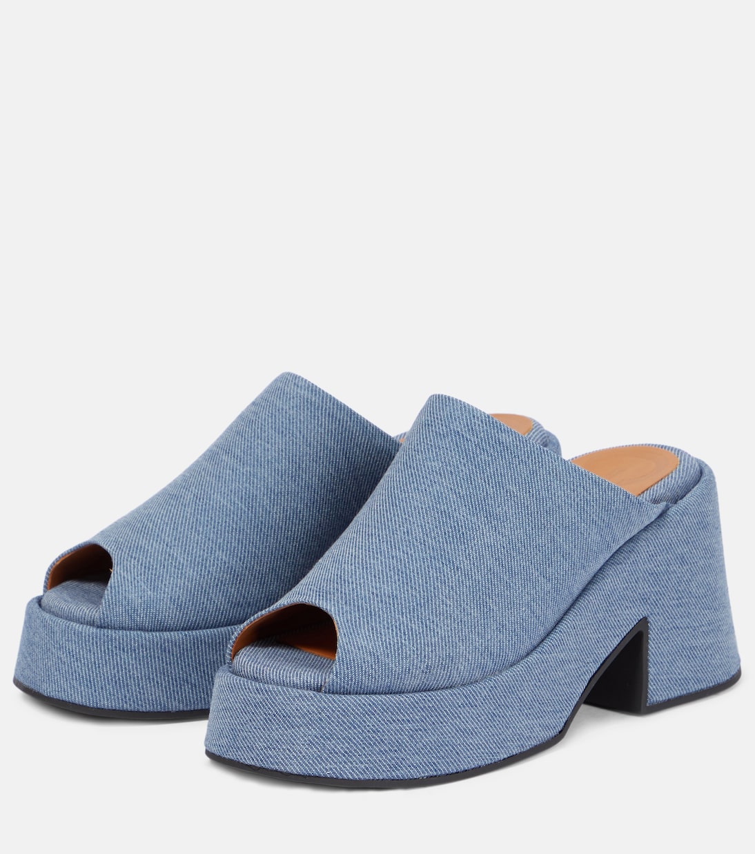 Plateau-Pantoletten Holly aus Denim | Ganni