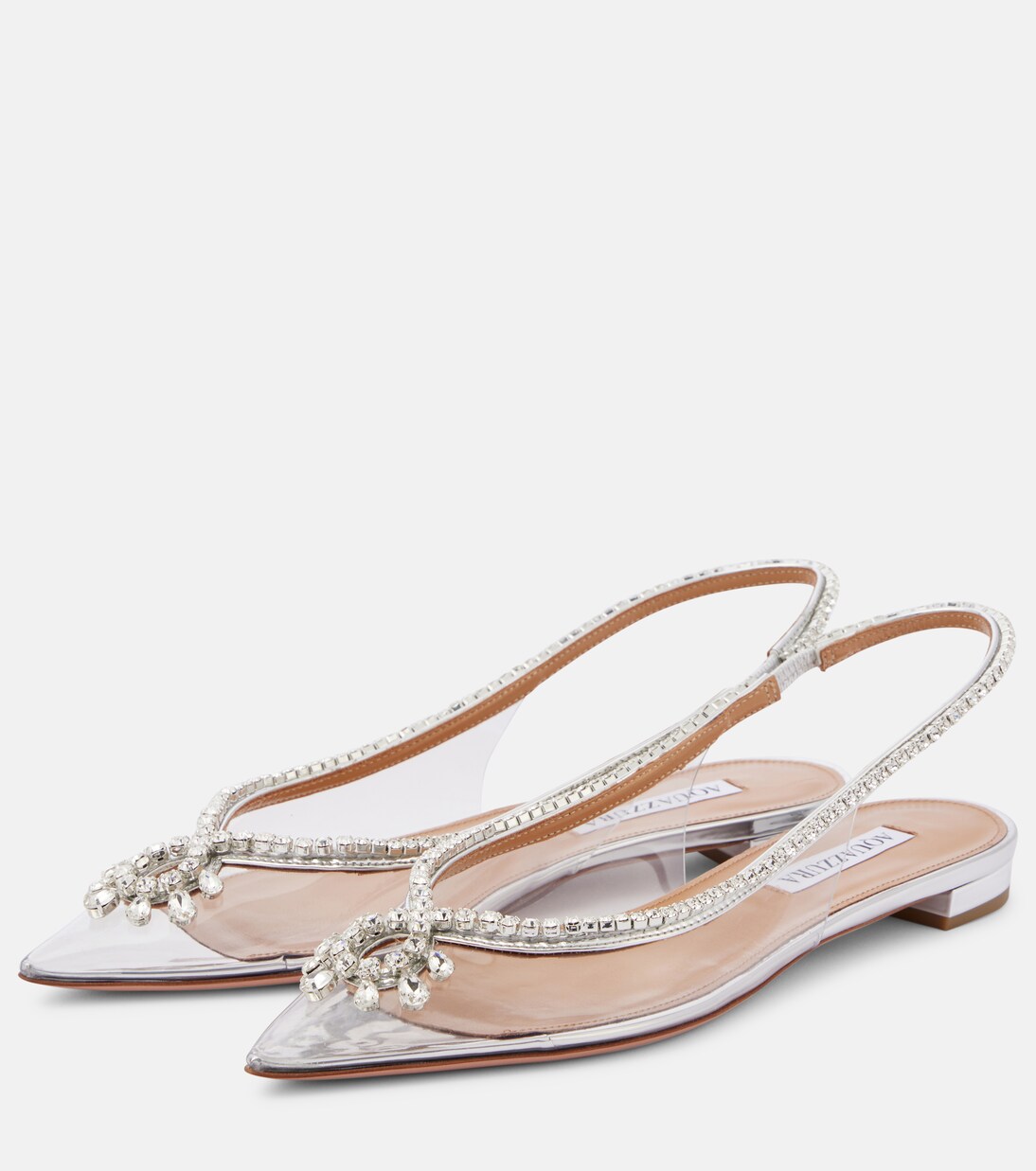 Seduction crystal-embellished PVC slingback flats | Aquazzura