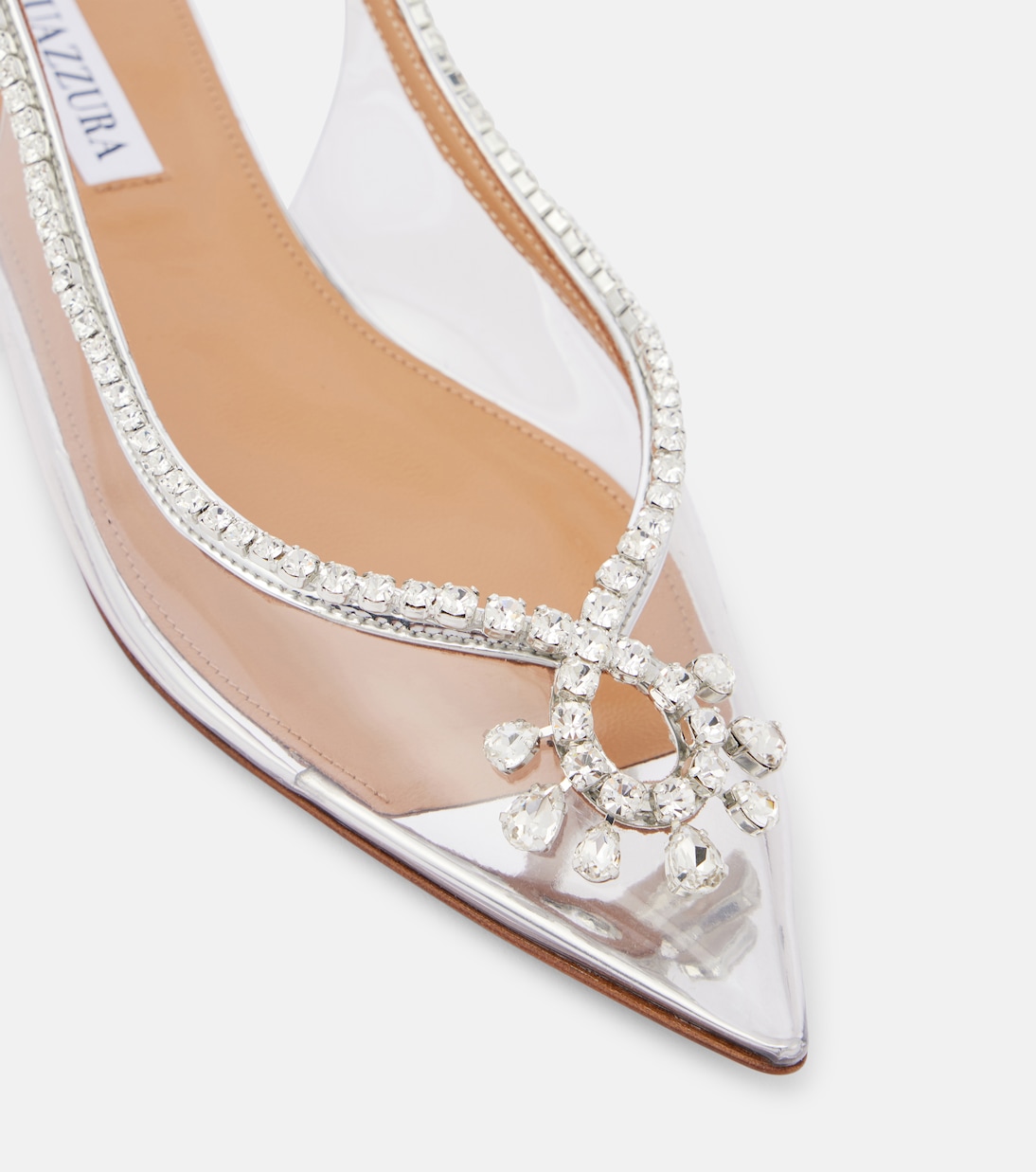 Seduction crystal-embellished PVC slingback flats | Aquazzura