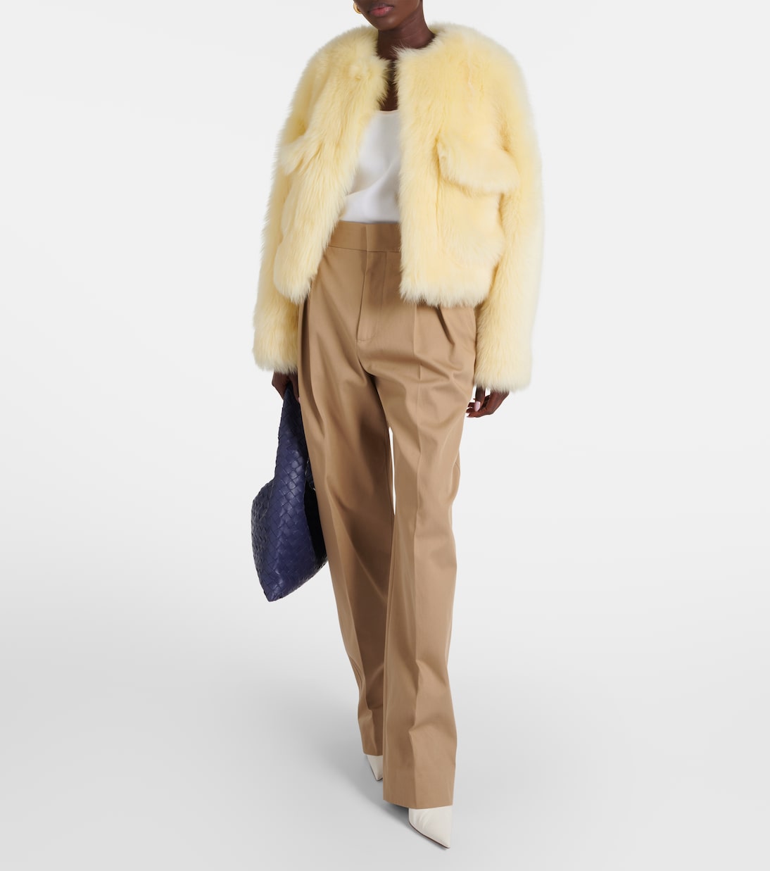 Cropped shearling jacket | Bottega Veneta