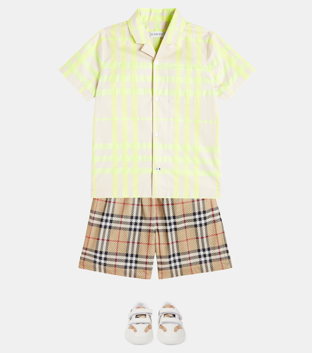 Checked leather sneakers | Burberry Kids