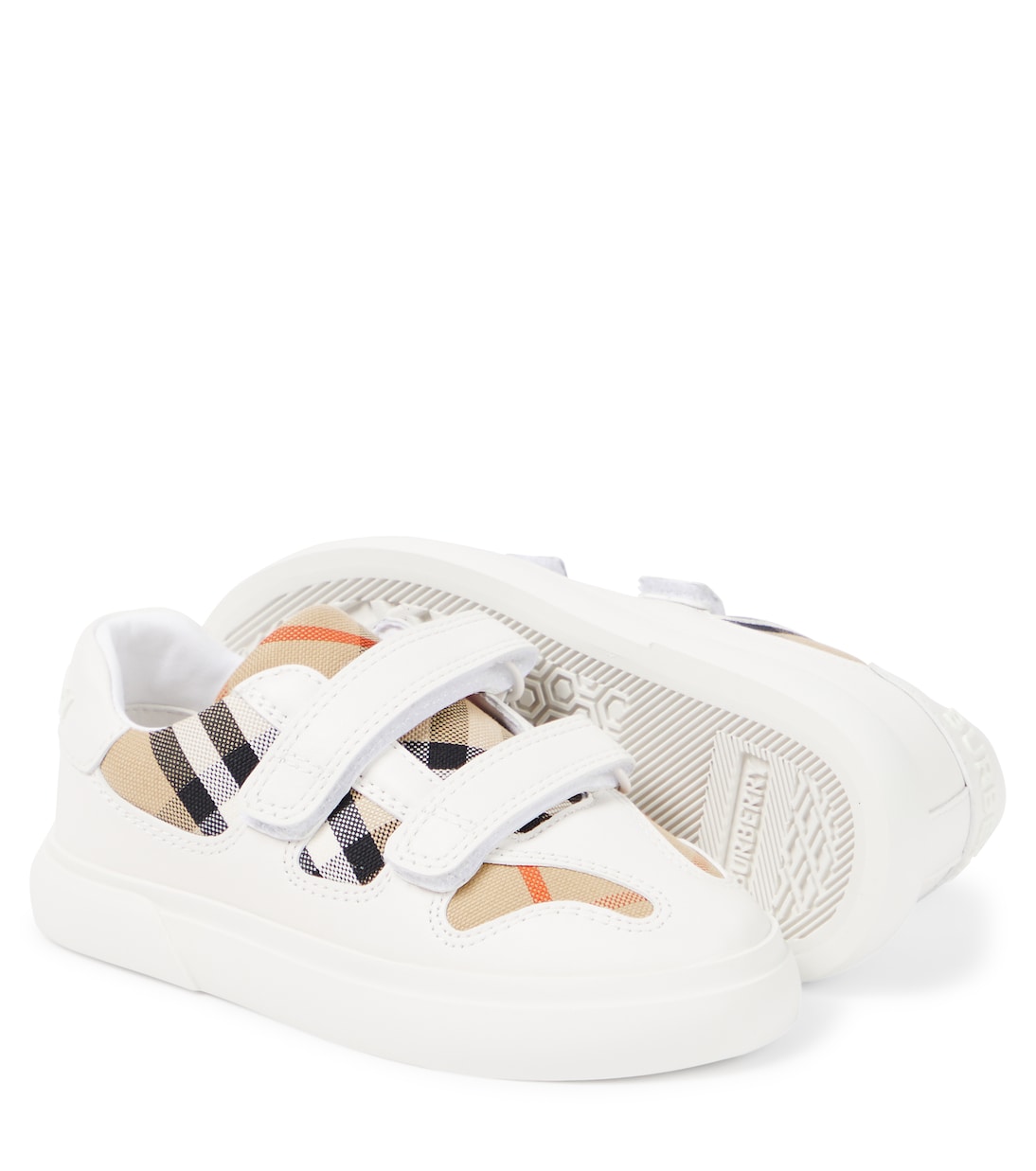 Checked leather sneakers | Burberry Kids