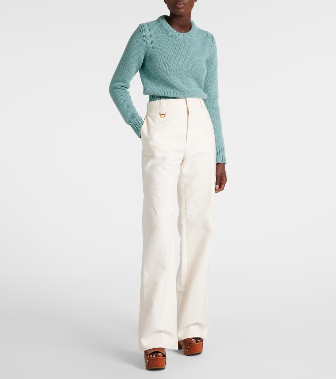 Pantalon ample à taille haute en coton  | Chloé