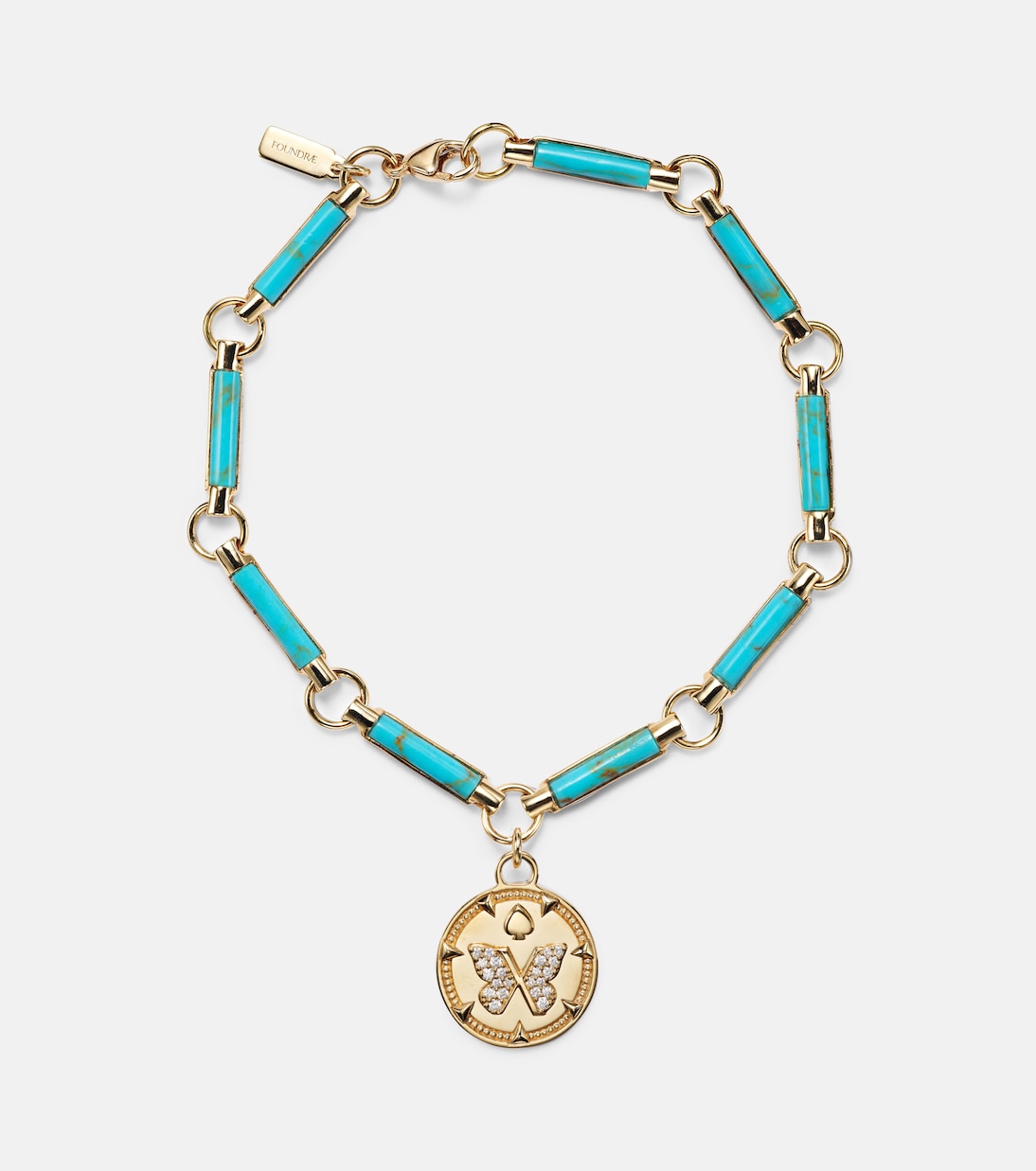 Reverie Element 18kt gold chain bracelet with turquoise and diamonds | FoundRae