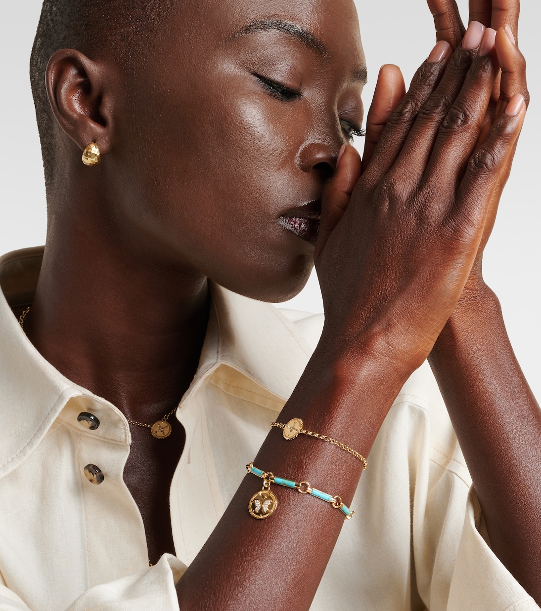 Reverie Element 18kt gold chain bracelet with turquoise and diamonds | FoundRae