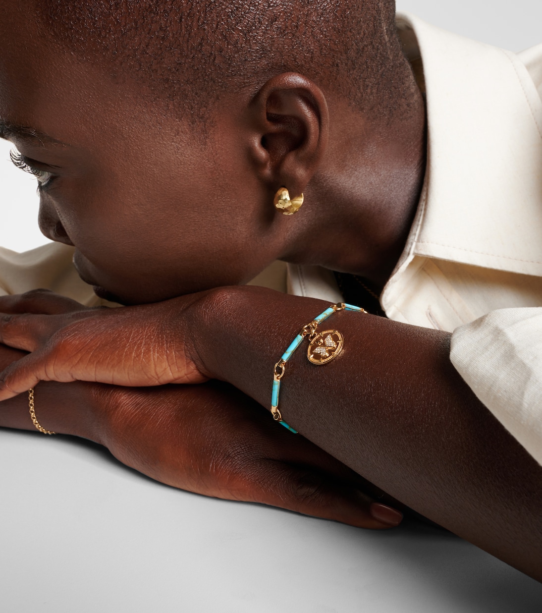 Reverie Element 18kt gold chain bracelet with turquoise and diamonds | FoundRae