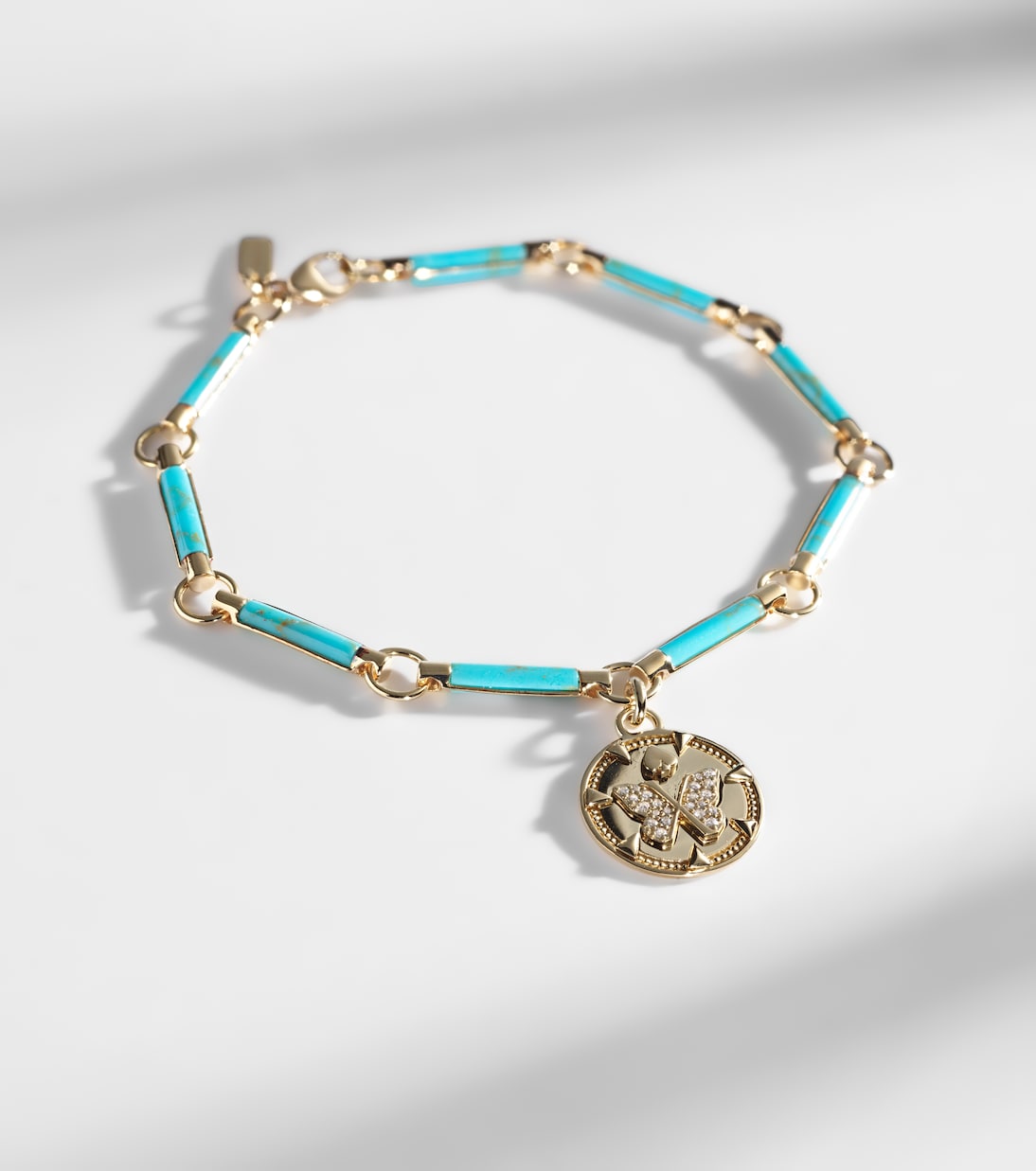 Reverie Element 18kt gold chain bracelet with turquoise and diamonds | FoundRae