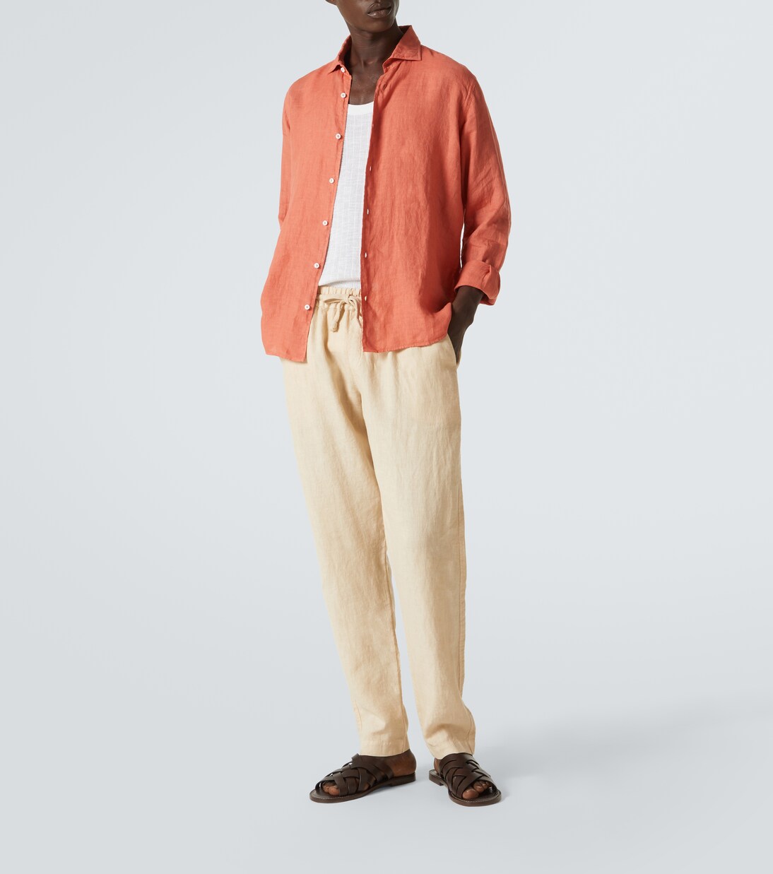 Linen straight pants | Fedeli