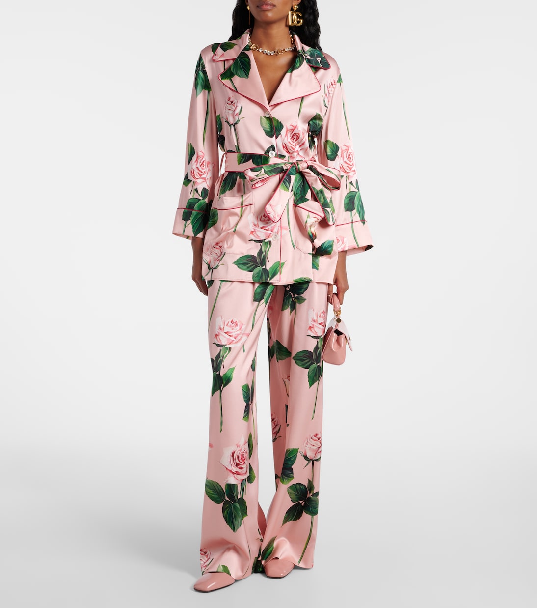 Pantalon ample en soie mélangée a fleurs | Dolce&Gabbana