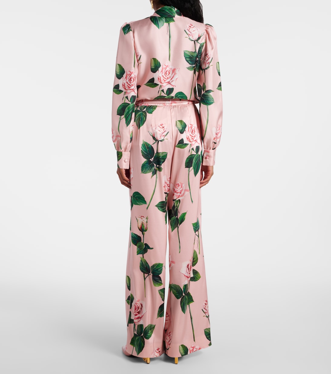 Pantalon ample en soie mélangée a fleurs | Dolce&Gabbana
