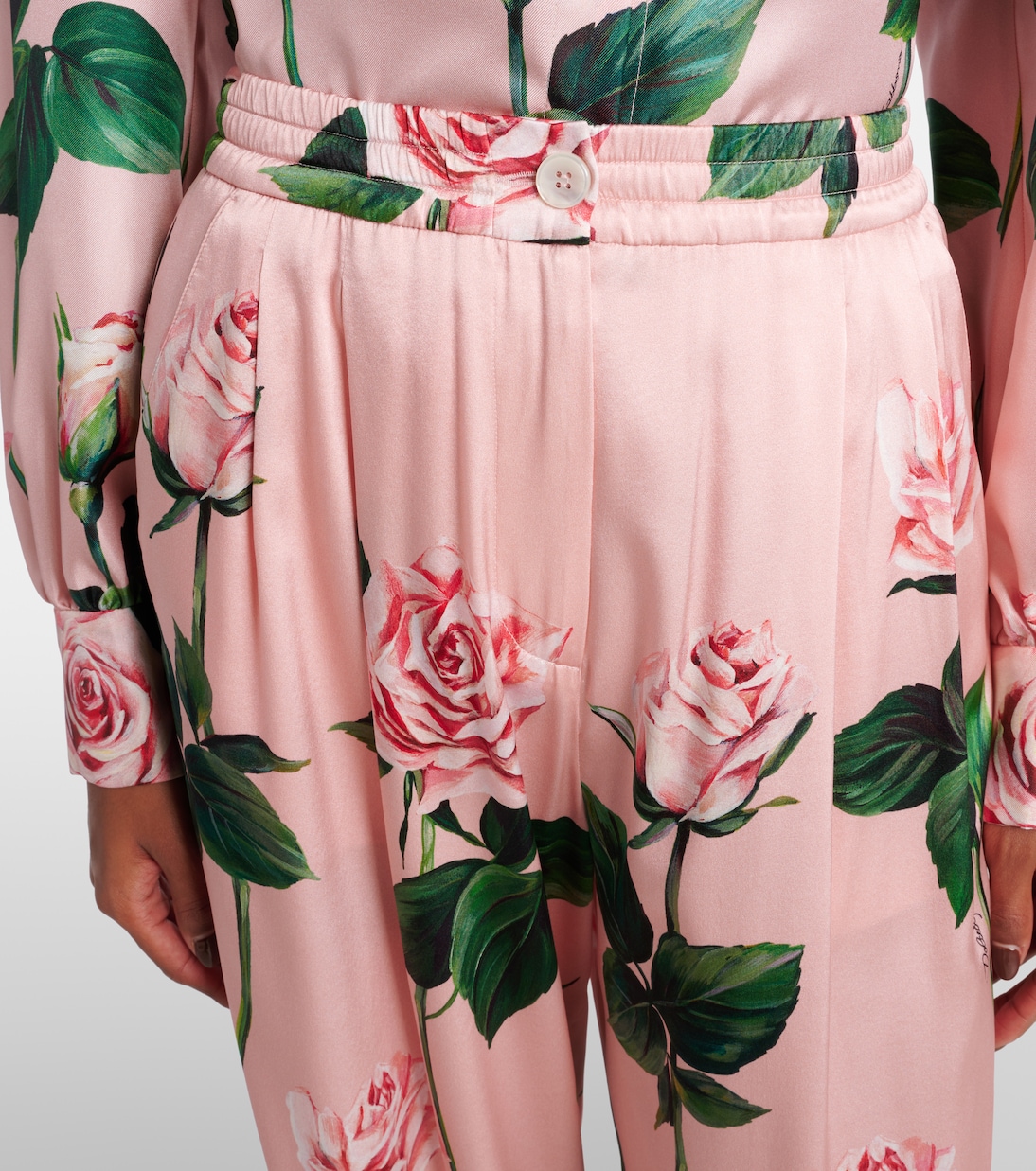 Pantalon ample en soie mélangée a fleurs | Dolce&Gabbana