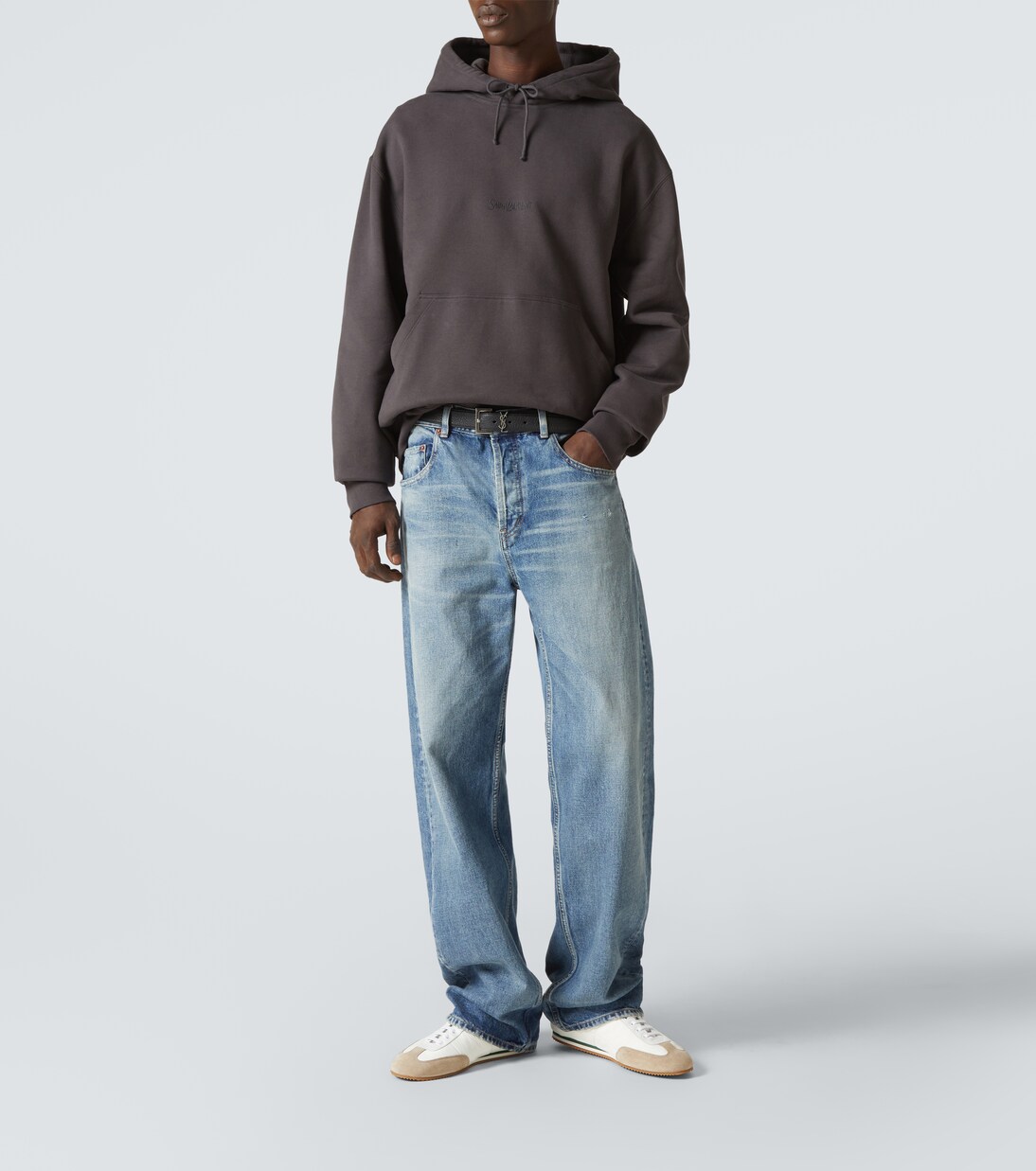 Felpa in cotone con cappuccio e logo | Saint Laurent