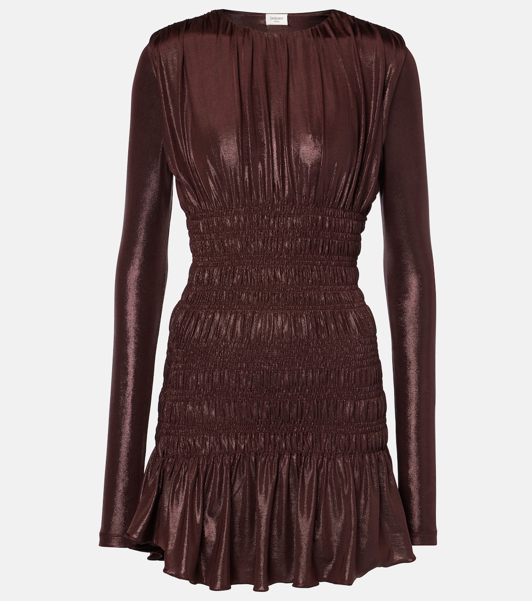 Smocked lamé jersey minidress | Saint Laurent