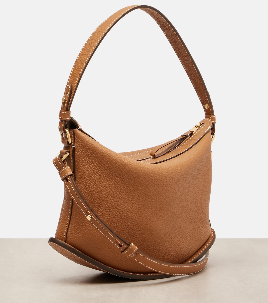 Schultertasche Pin Swing Surpiqué aus Leder | Delvaux