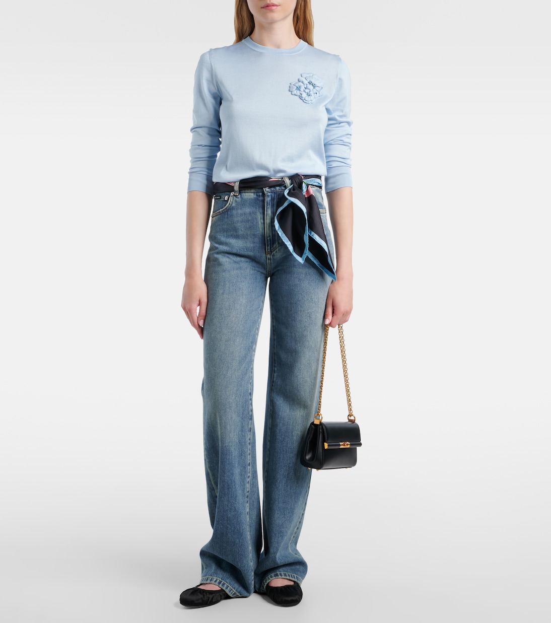 Floral-appliqué silk sweater | Dolce&Gabbana