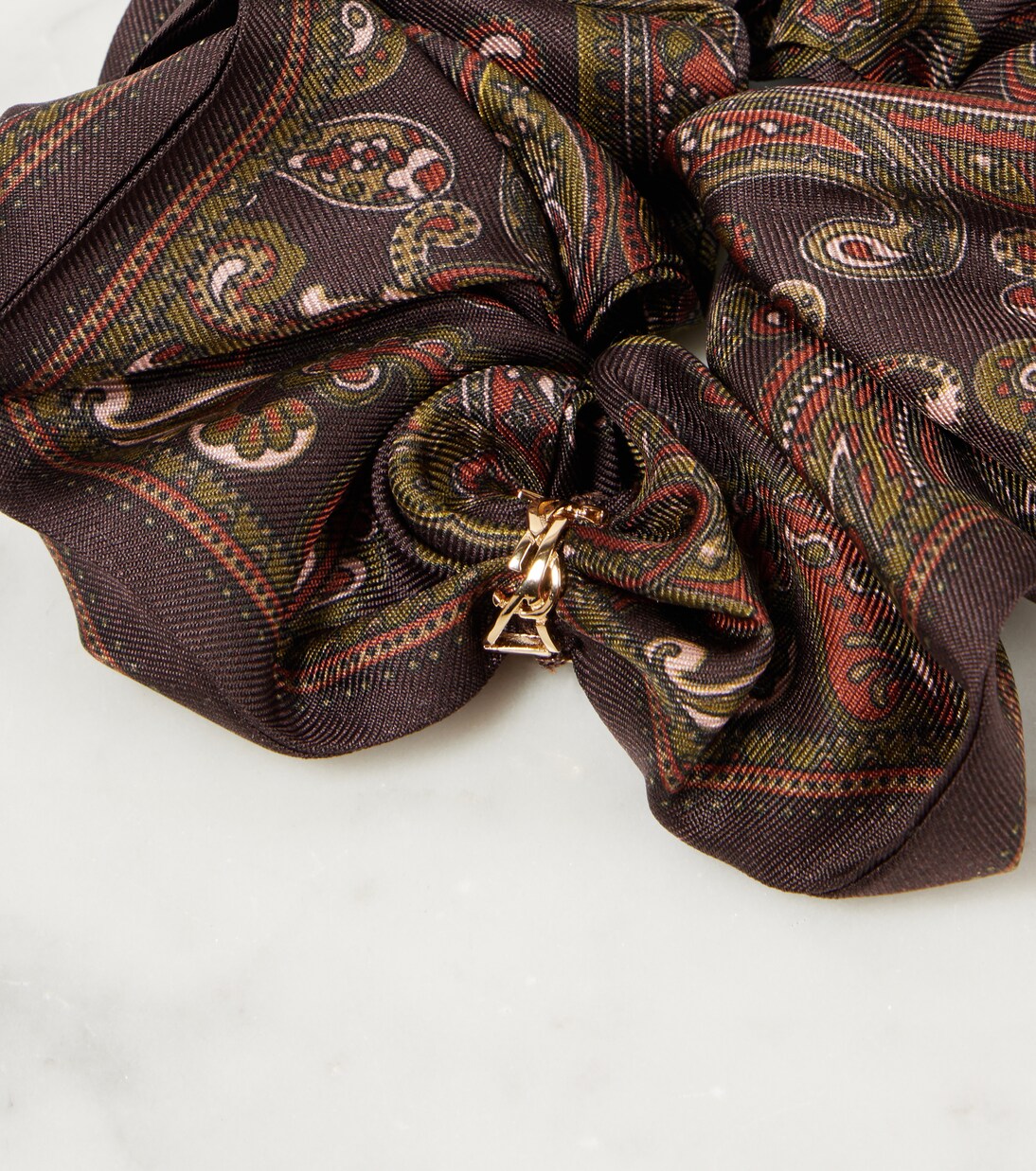 Scrunchie in seta con stampa paisley e logo | Saint Laurent