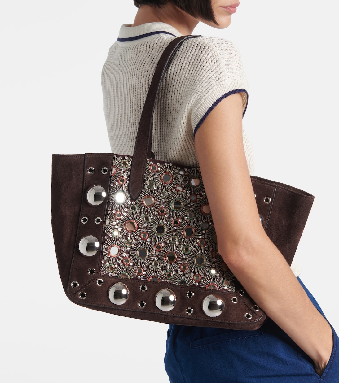 Nellcôte Medium suede tote bag | Valentino Garavani