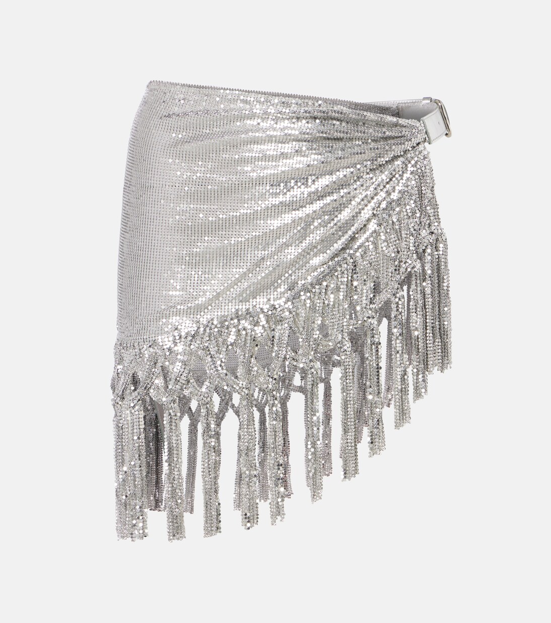 Chainmail leather-trimmed miniskirt | Rabanne