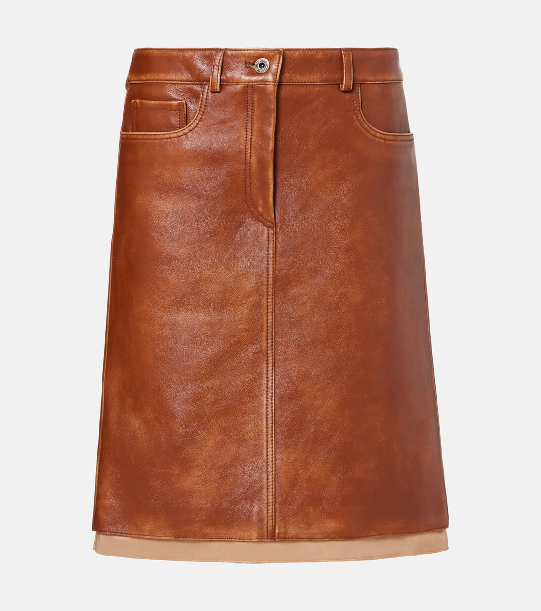 Jupe midi en cuir | Miu Miu