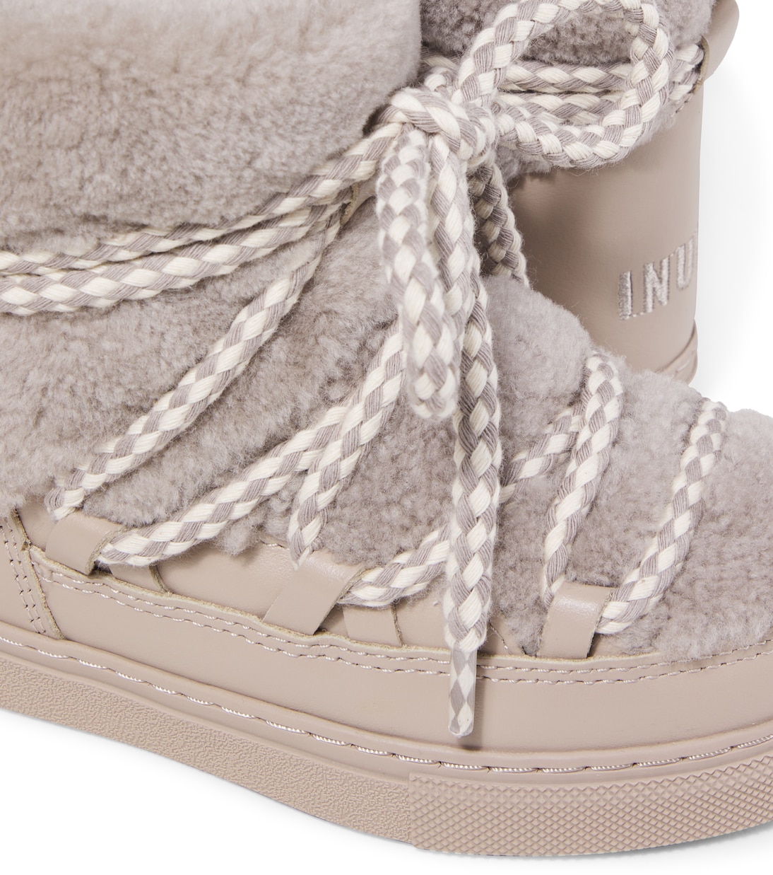 Leather-trimmed shearling snow boots   | Inuikii Kids