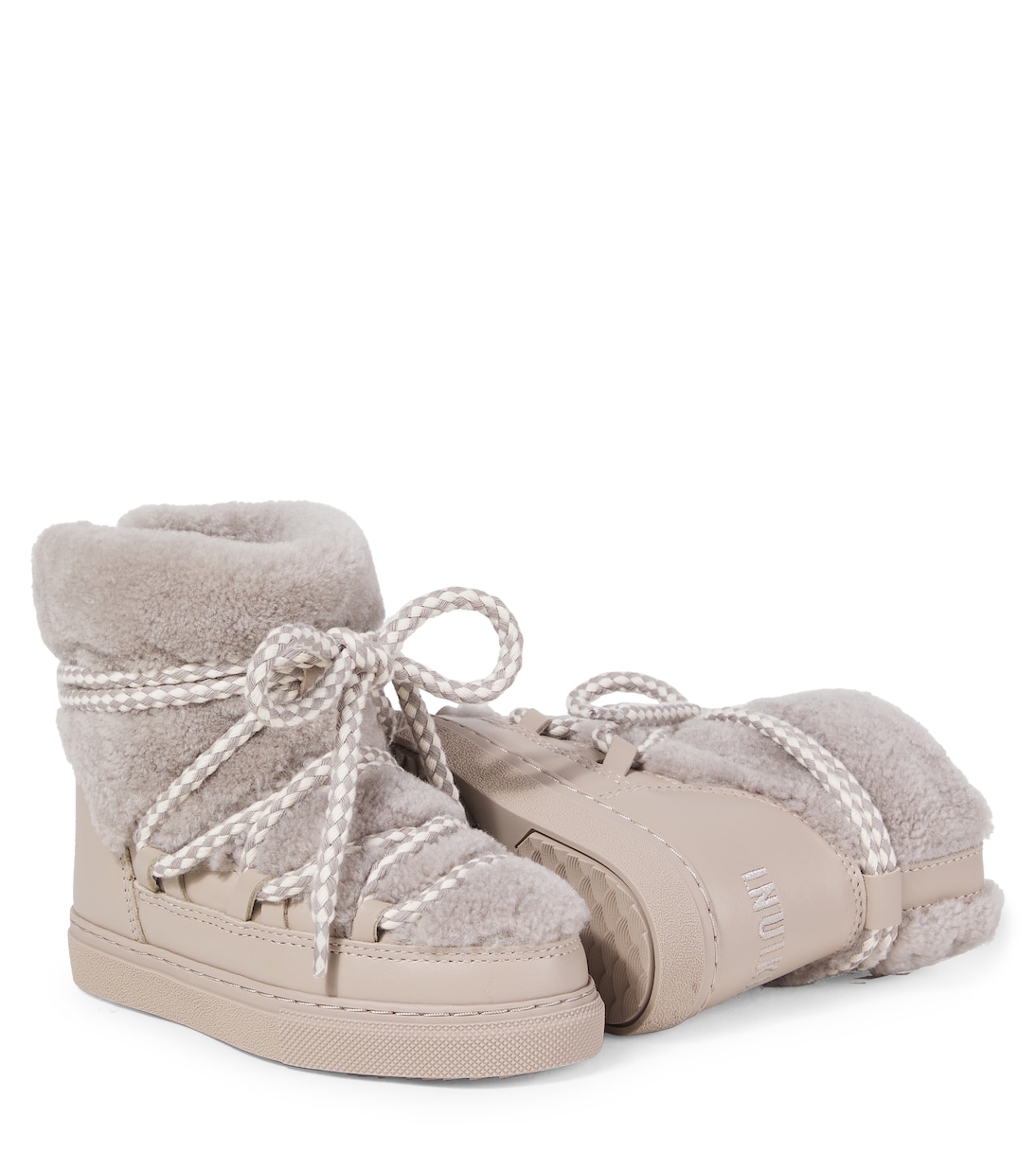 Leather-trimmed shearling snow boots   | Inuikii Kids