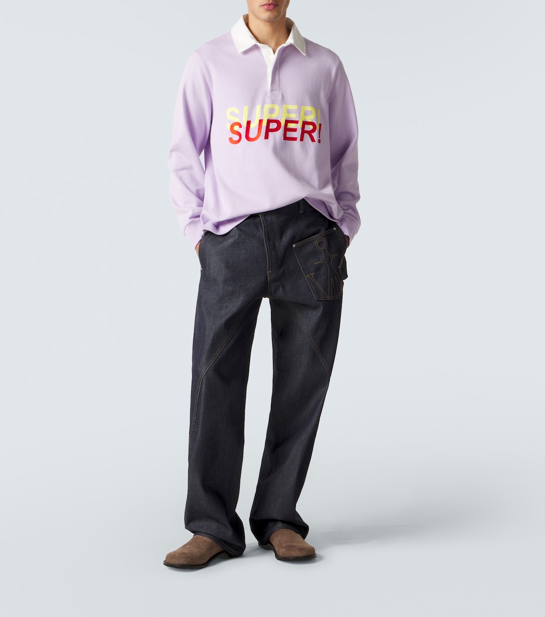 Bestickter Polopullover aus Baumwoll-Jersey | JW Anderson