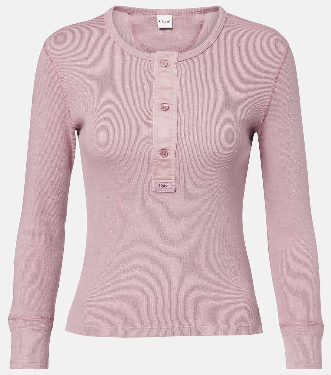 Ribbed-knit cotton Henley shirt | Chloé