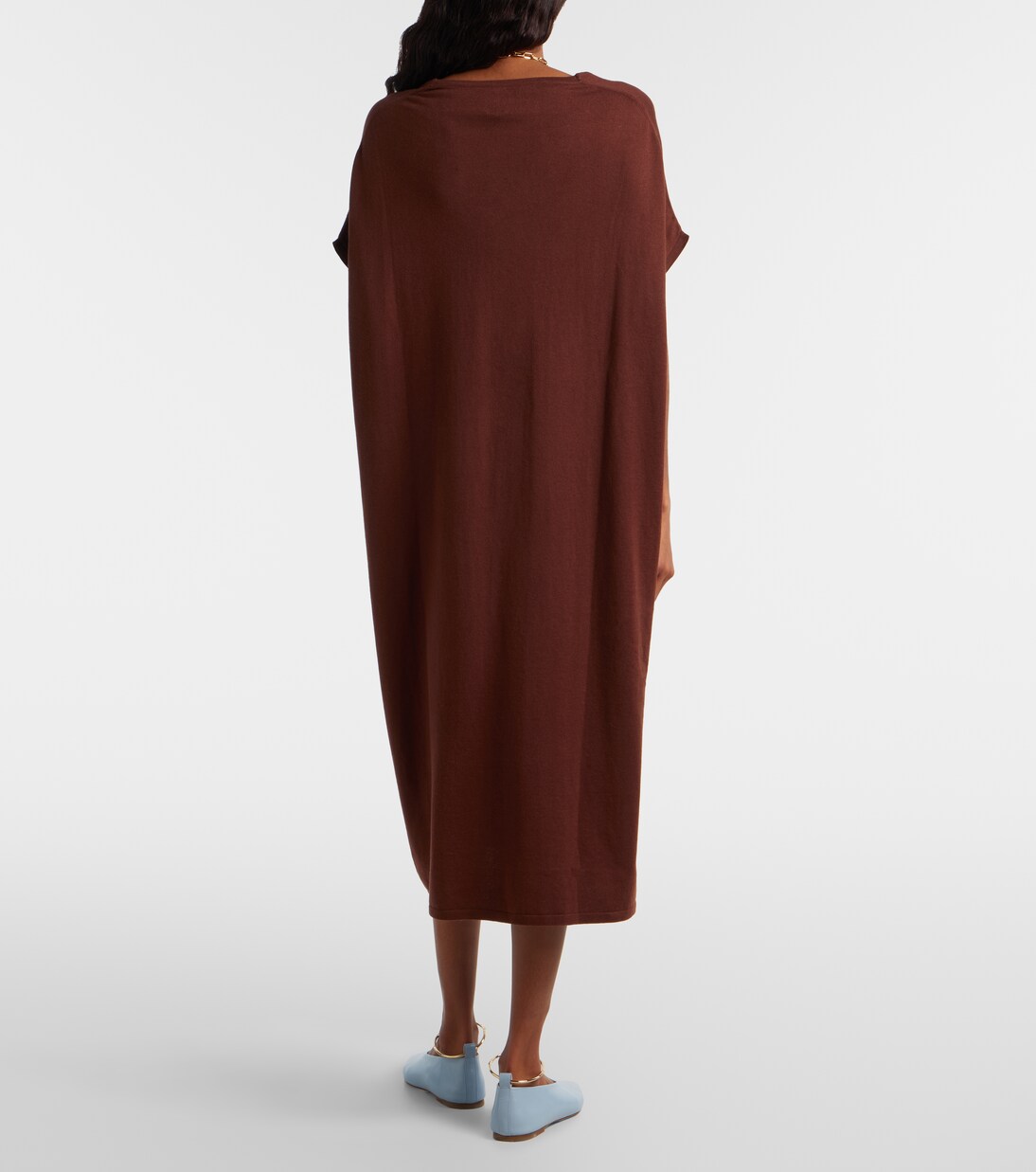 Vestido midi de algodón, seda y cachemir | Jardin des Orangers