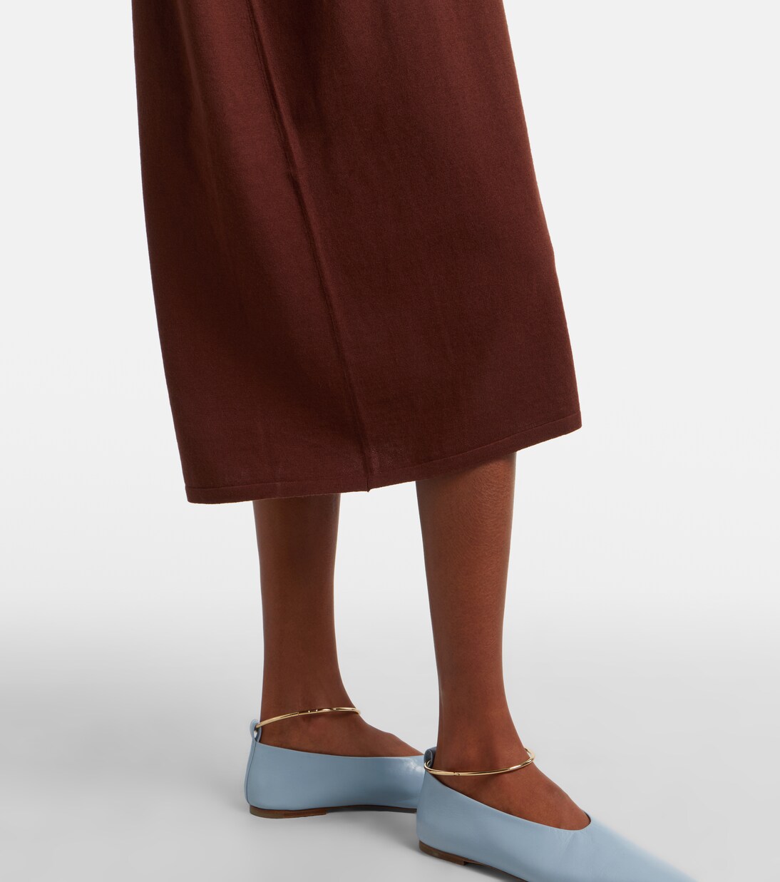 Vestido midi de algodón, seda y cachemir | Jardin des Orangers