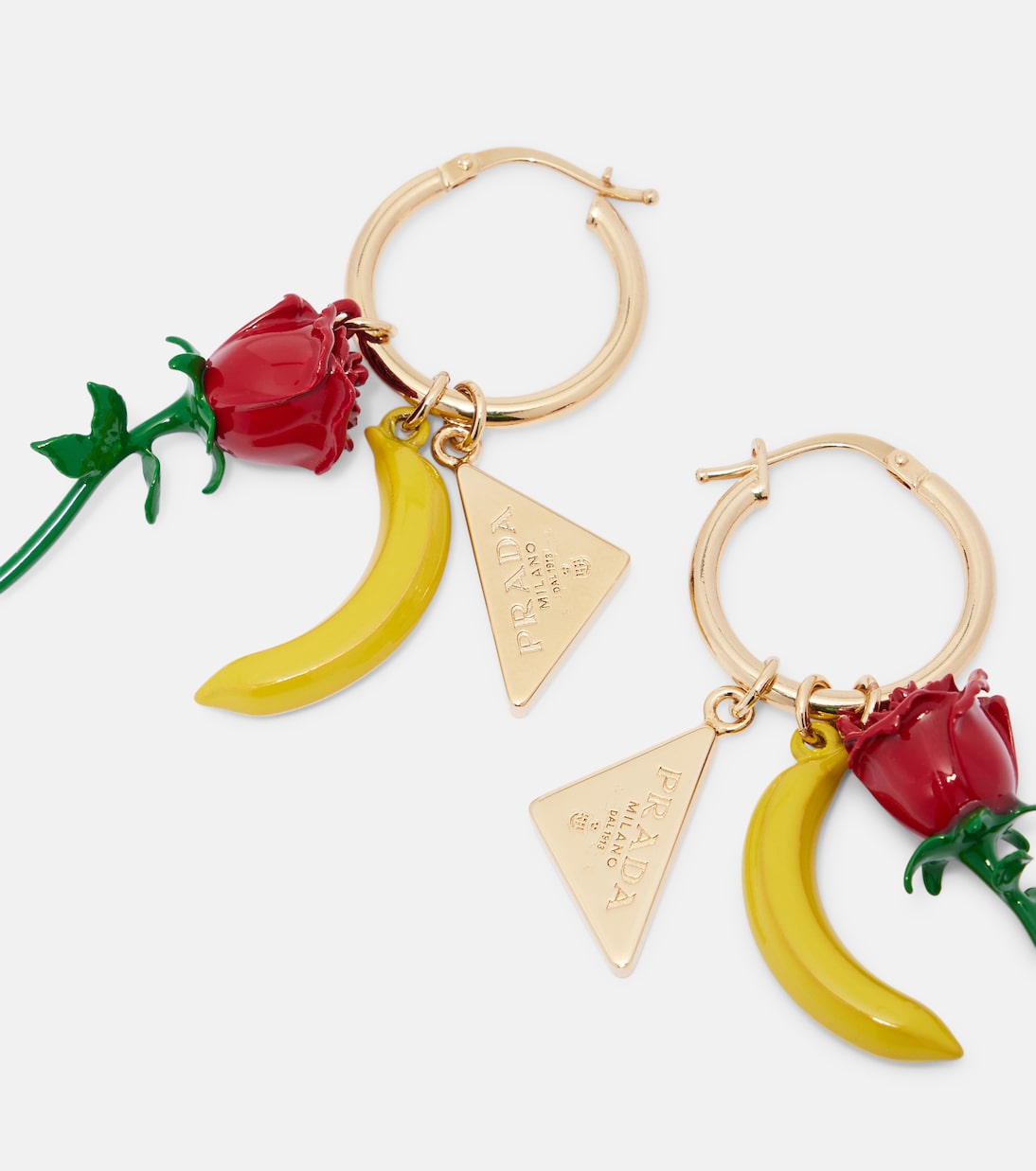 Embellished enamel hoop earrings | Prada