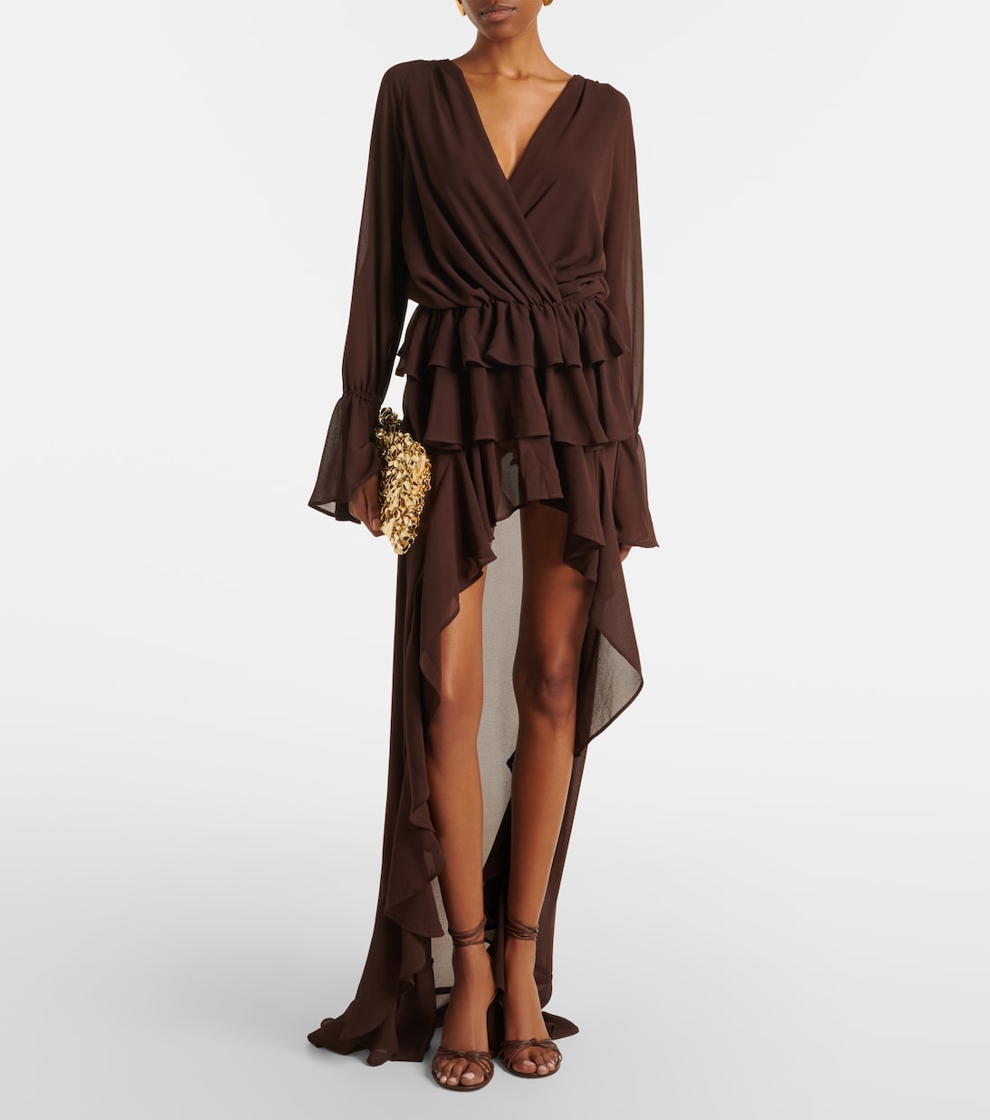 Giselle asymmetric tiered maxi dress | Bananhot