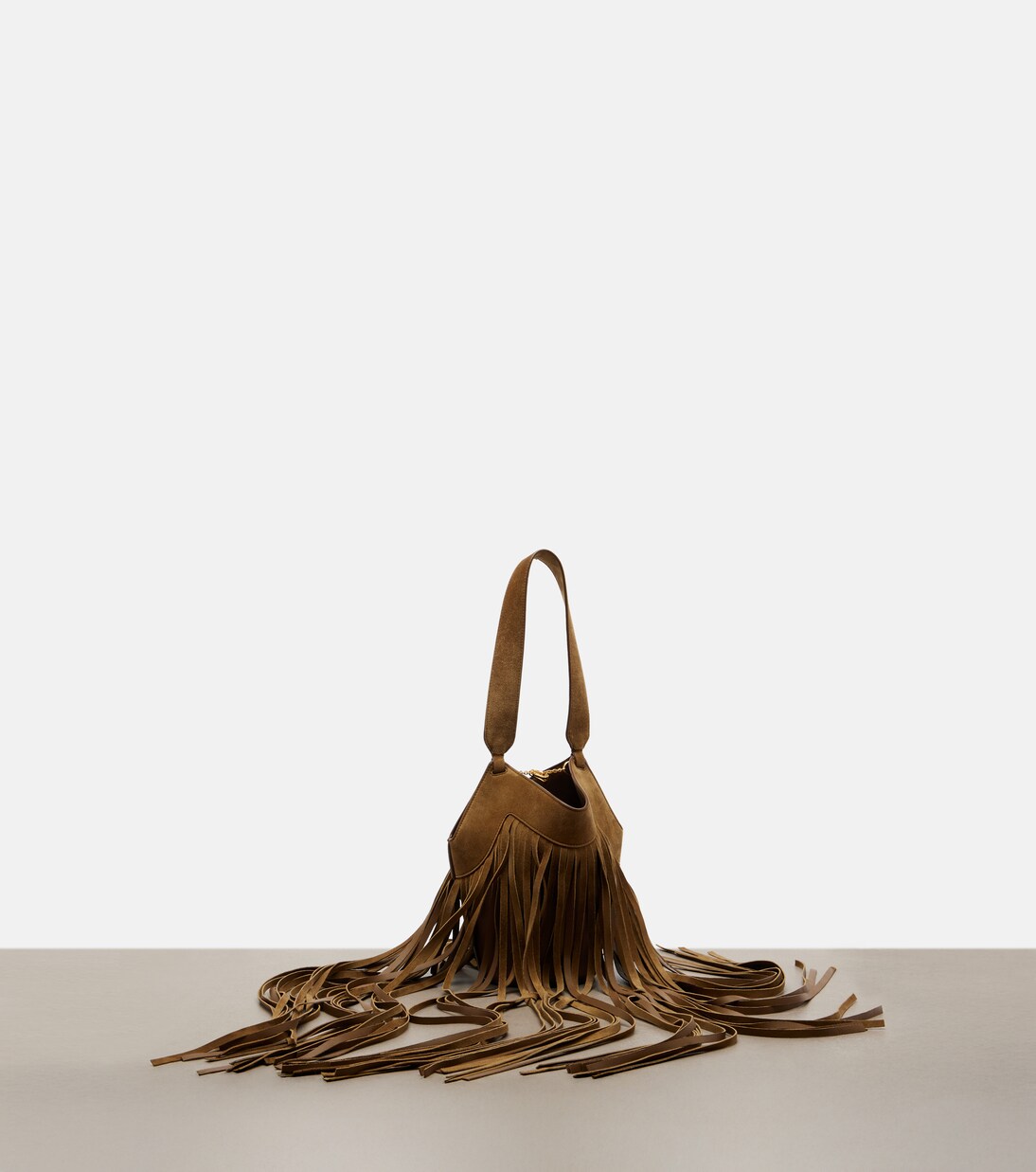 Lotus Nano fringed suede tote bag | Khaite