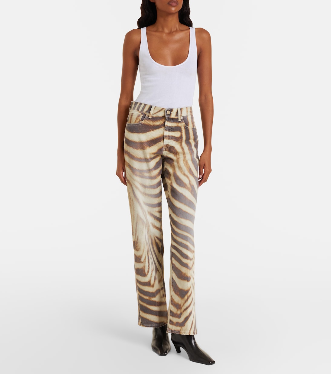 Stovepipe zebra-print straight jeans | 7 For All Mankind