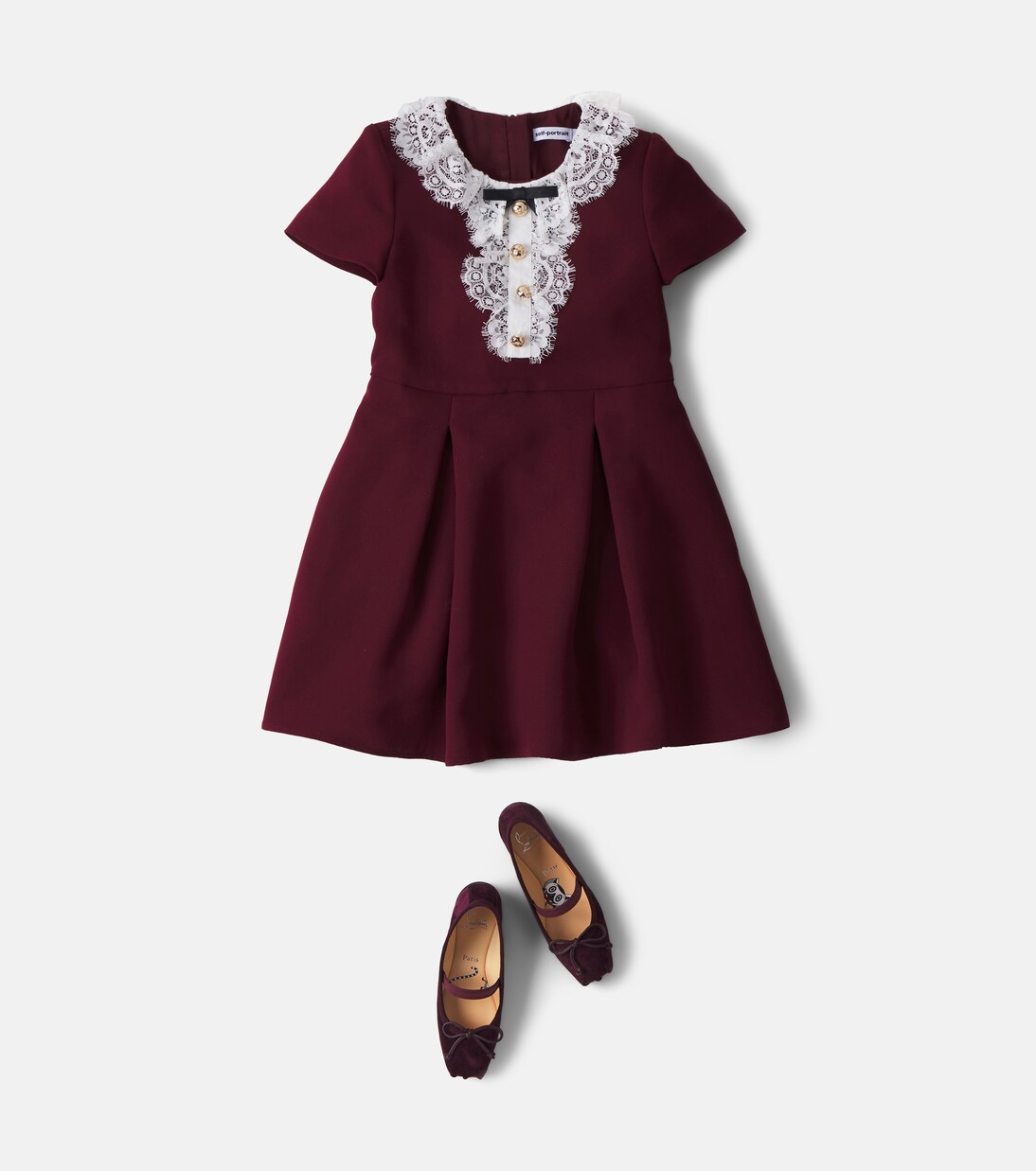 Lace-trimmed cotton dress | Self-Portrait Kids