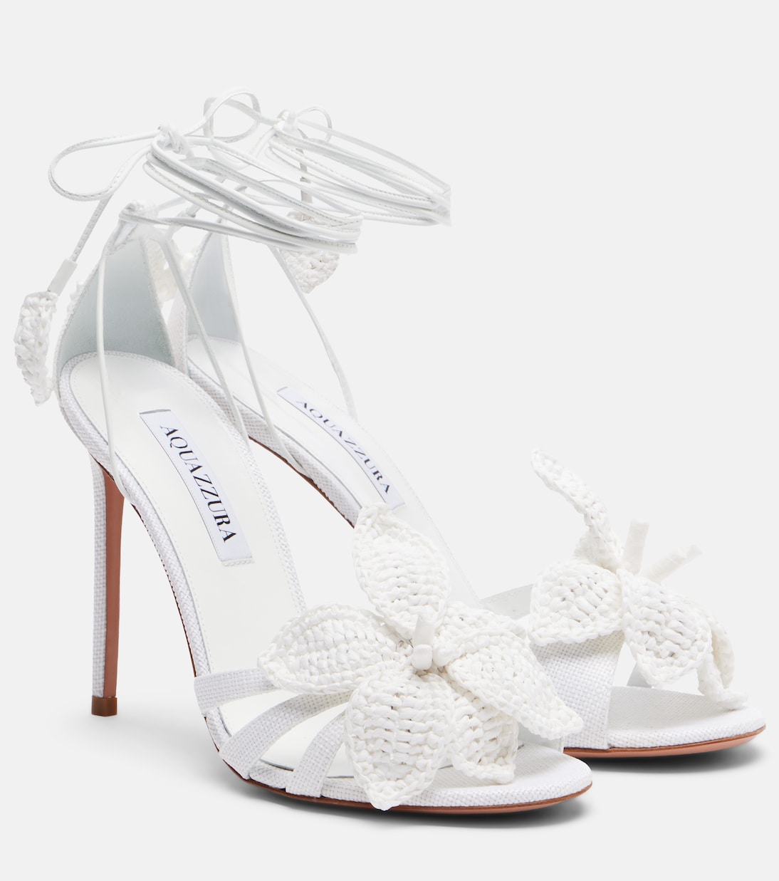 Calypso leather-trimmed raffia sandals | Aquazzura