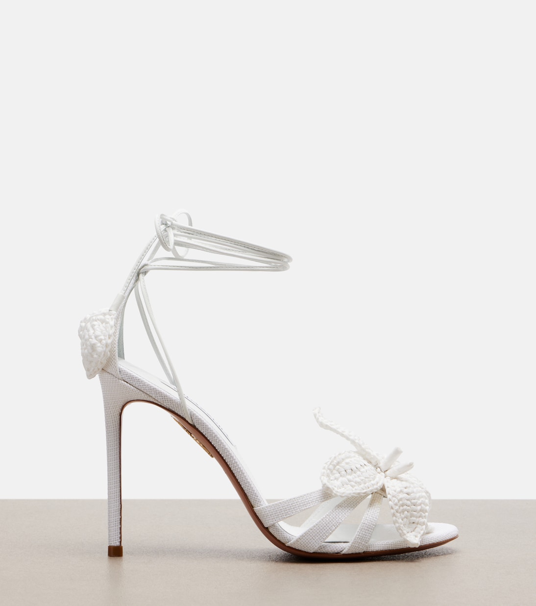 Calypso leather-trimmed raffia sandals | Aquazzura