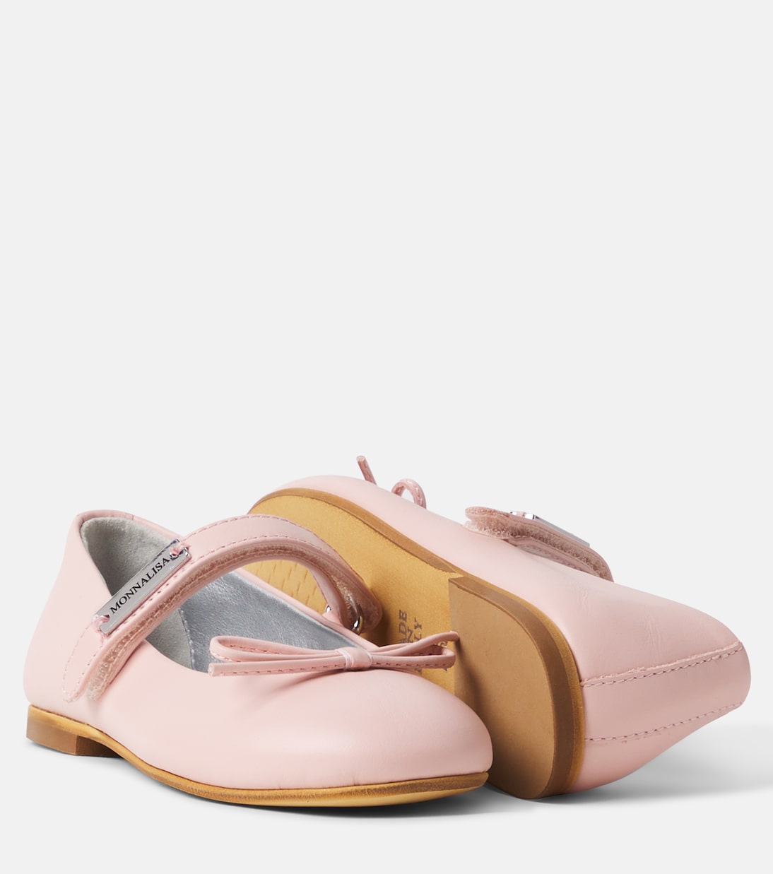 Bow-detail leather Mary Jane flats | Monnalisa