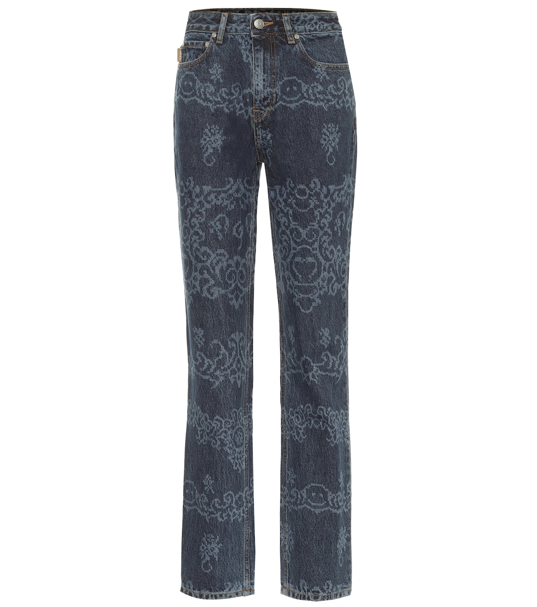 Bedruckte High-Rise Slim Jeans | Ganni