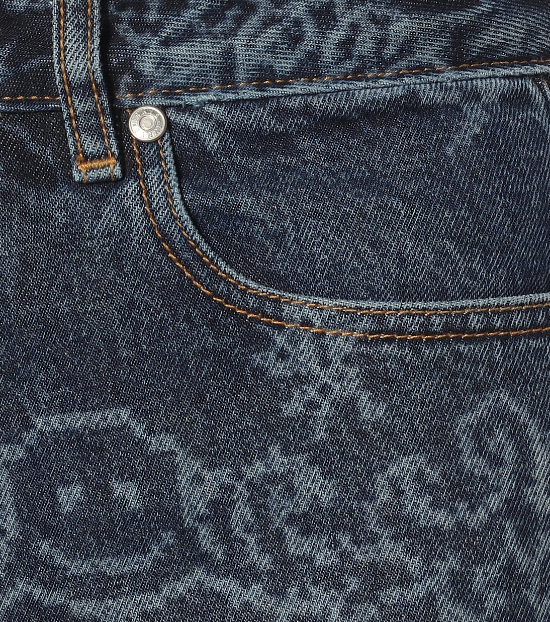 Bedruckte High-Rise Slim Jeans | Ganni