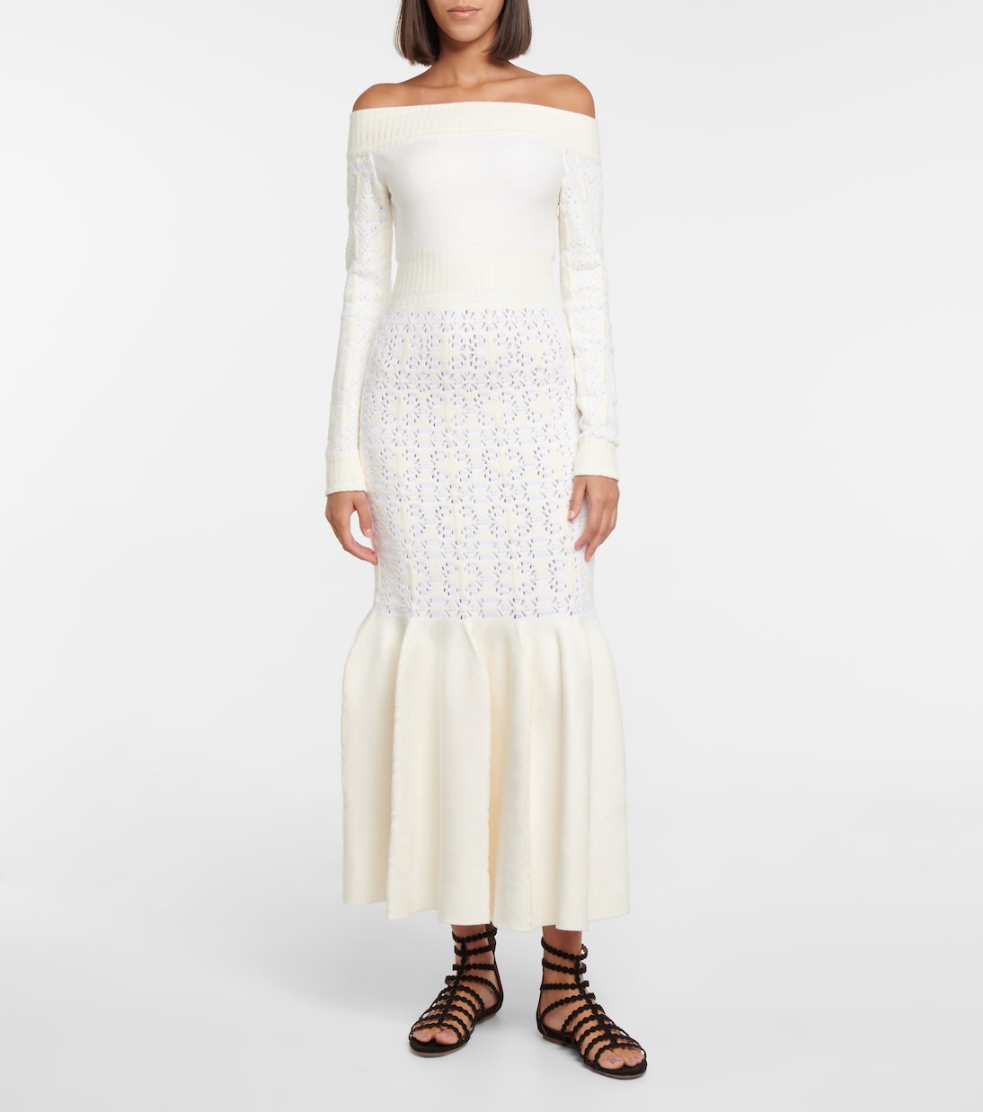 Off-Shoulder-Maxikleid mit Samt | Alaïa