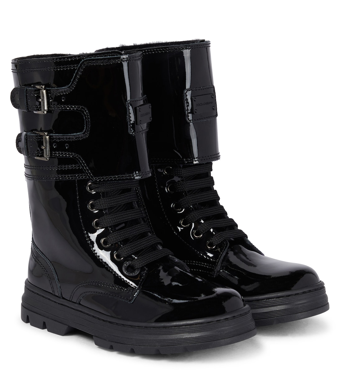 Patent leather combat boots | Dolce&Gabbana Kids