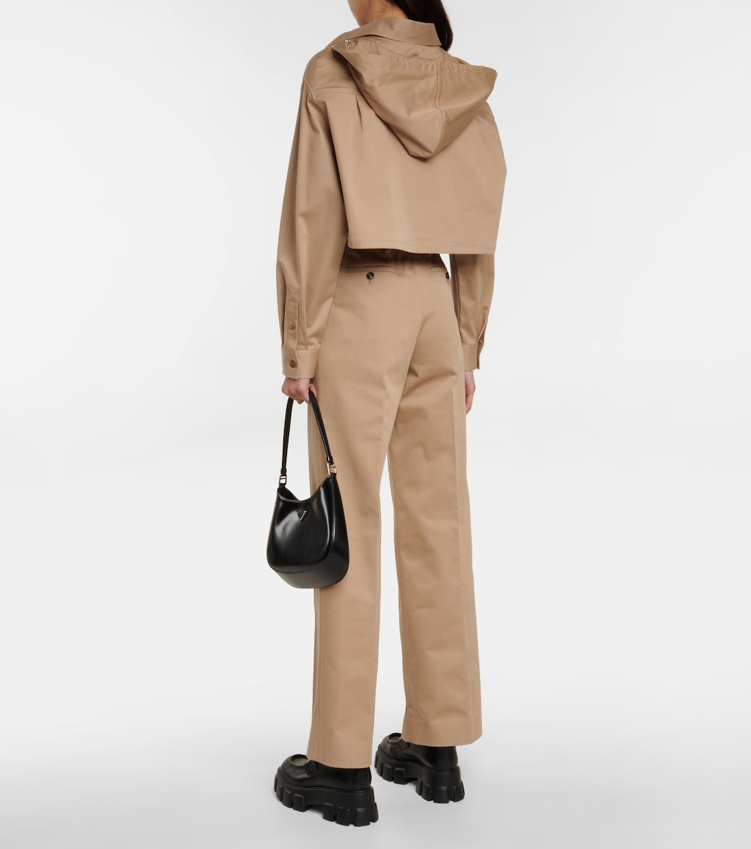 High-Rise-Hose aus einem Baumwollgemisch | Prada