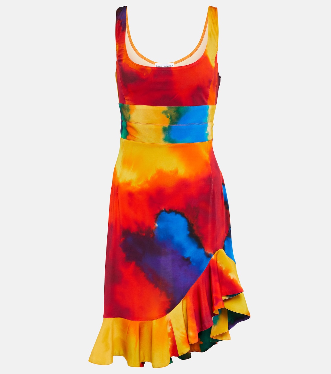 Printed asymmetrical minidress | Rabanne