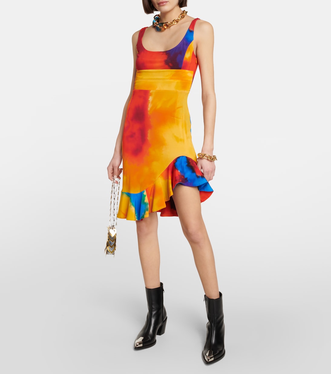 Printed asymmetrical minidress | Rabanne