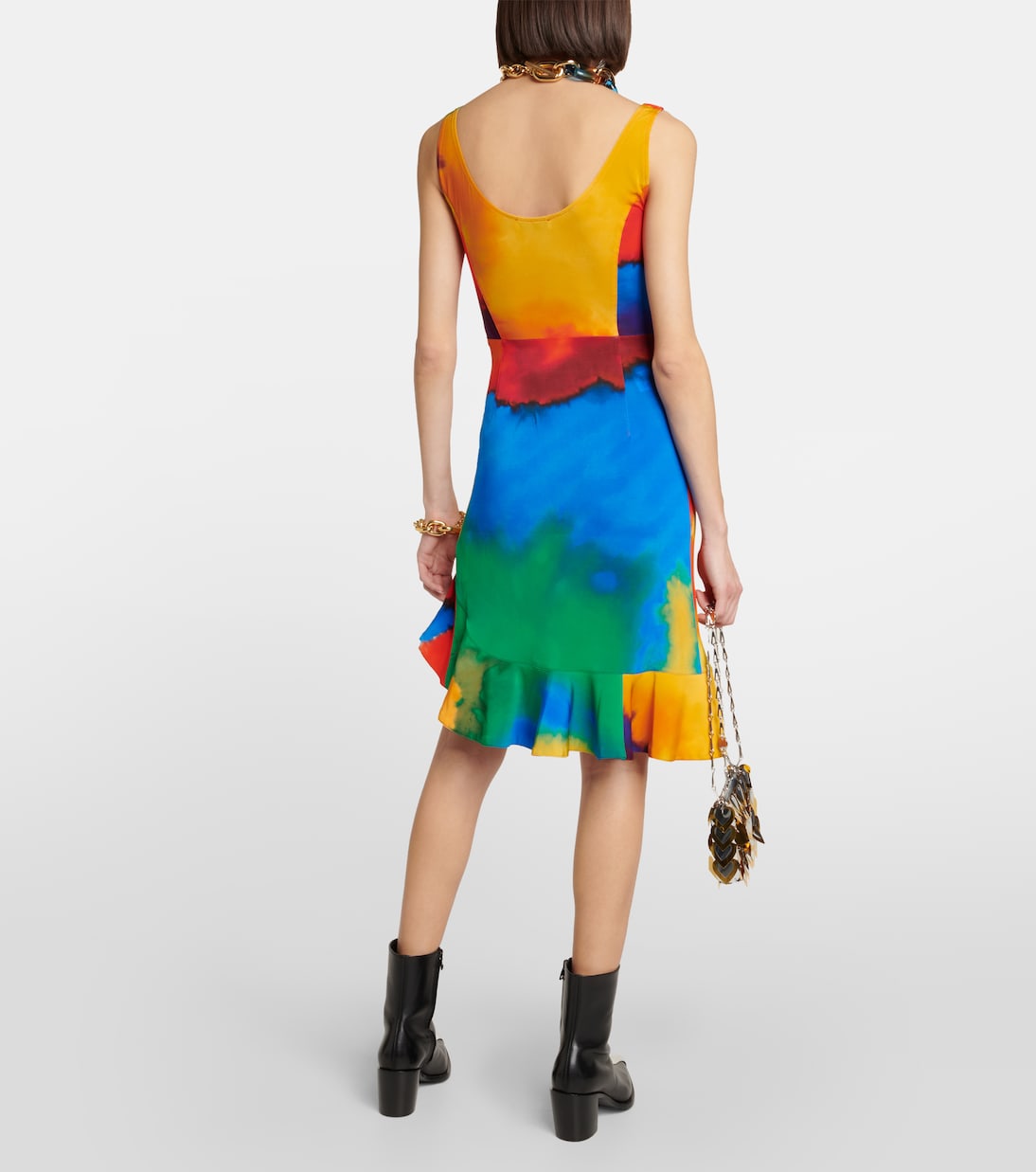 Printed asymmetrical minidress | Rabanne