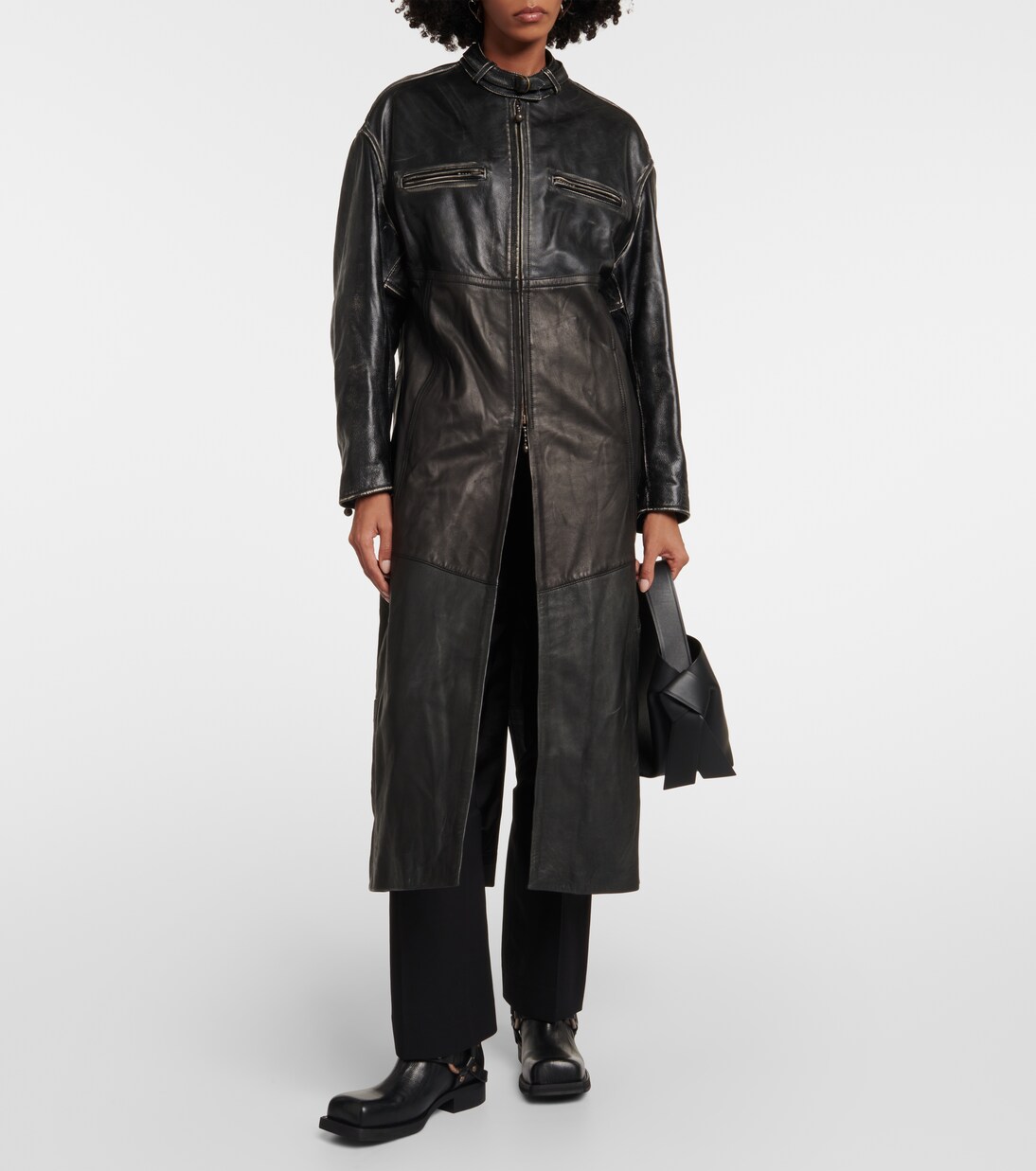 Paneled leather coat | Acne Studios